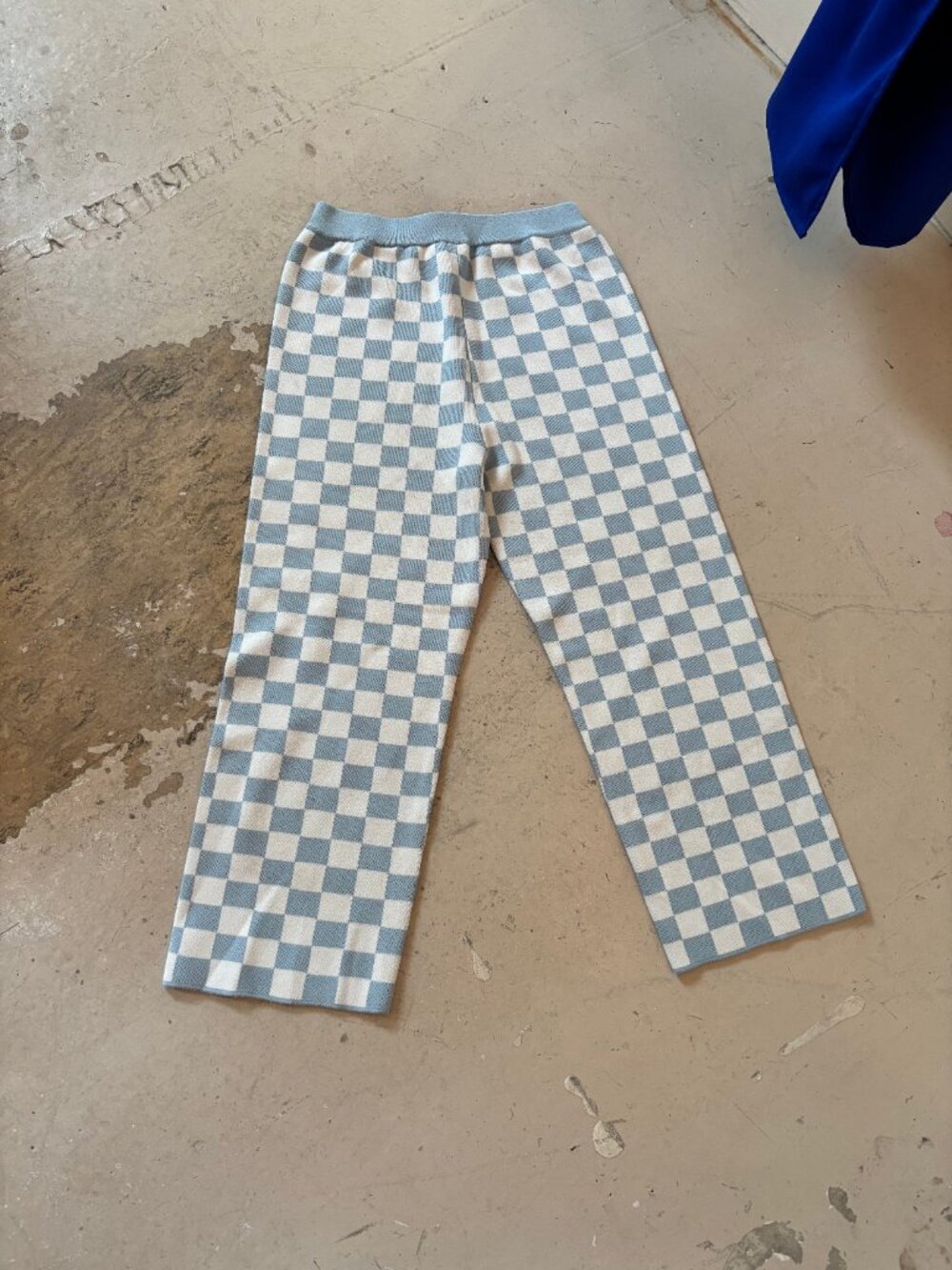 OAK + FORT White and Blue Checked Pants